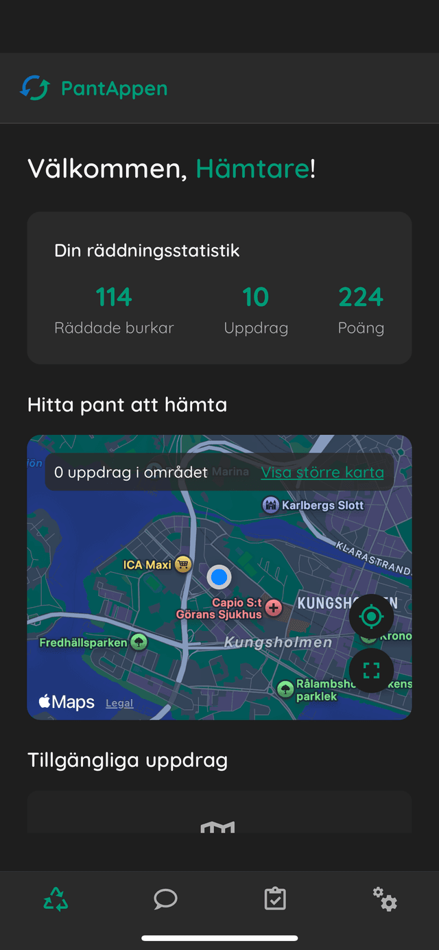 Pantapp för återvinning av flaskor och burkar Pantappen app demonstration - Lättanvänd återvinnings-app i Stockholm